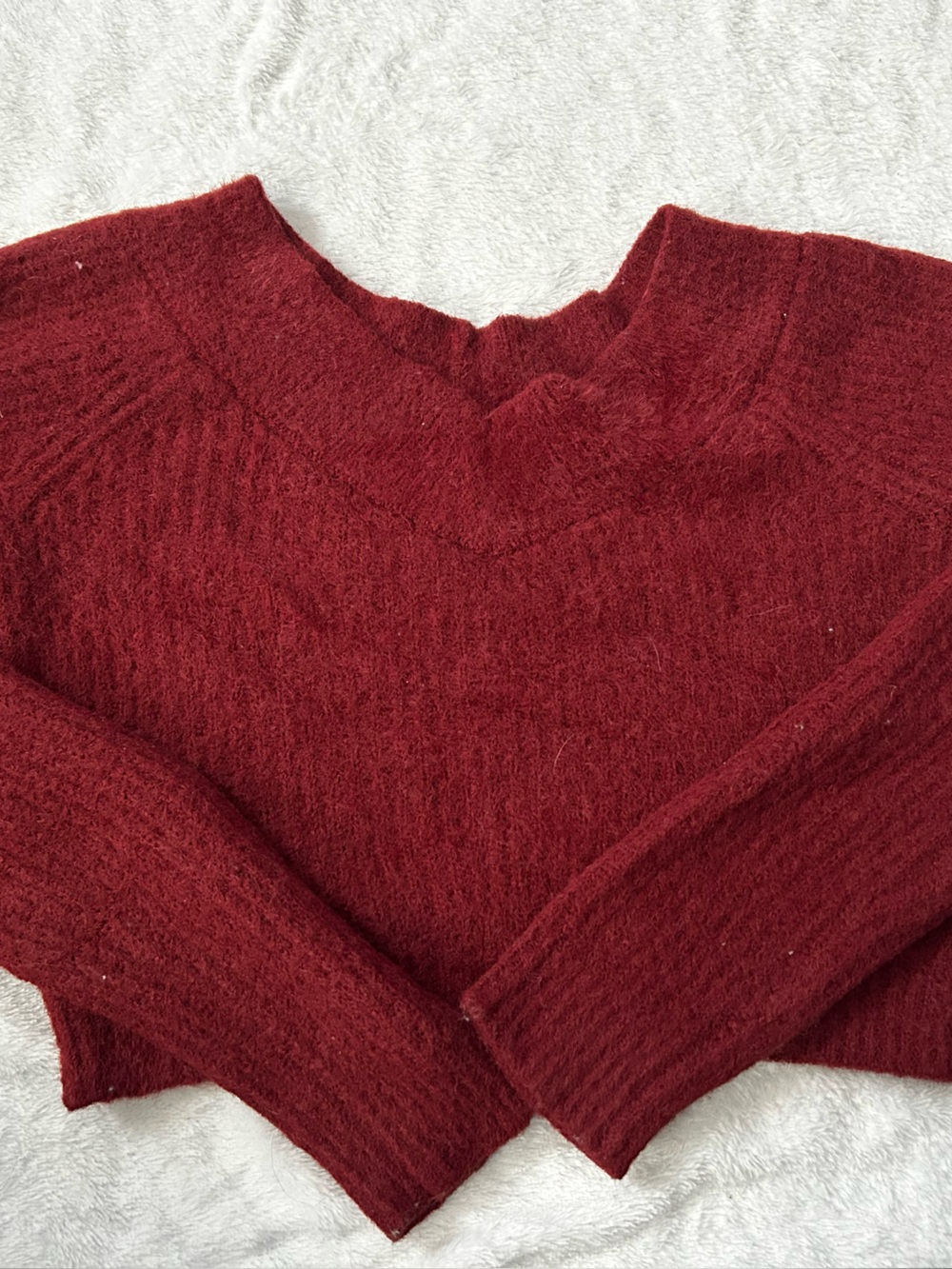 American Eagle Outfitters Women's Deep Red Crewneck Sweater